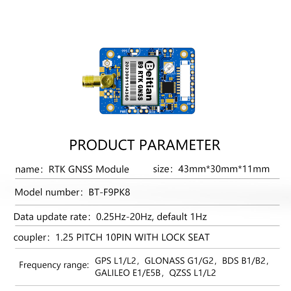 Beitian UM982 980 ZED-F9P module RTK high-precision centimeter-level GNSS positioning board for drones and vehicles