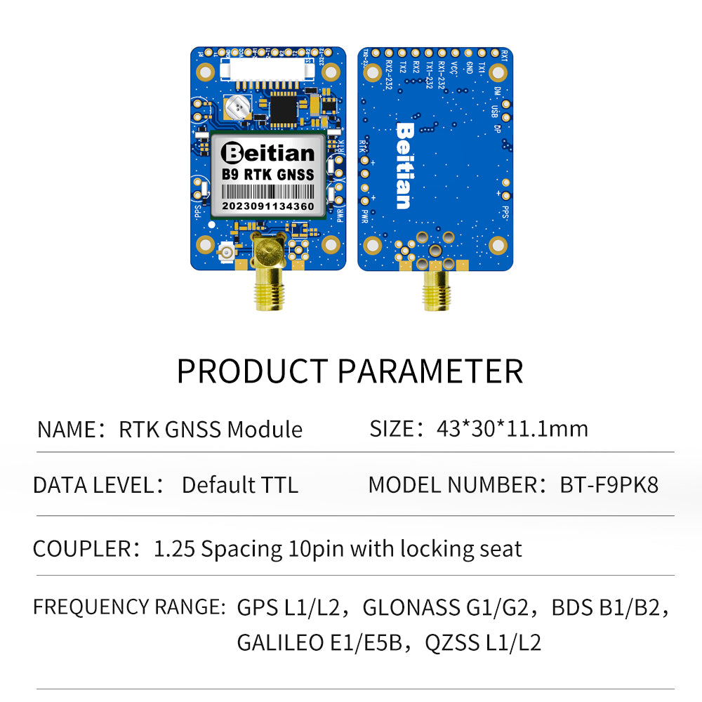 Beitian UM982 980 ZED-F9P module RTK high-precision centimeter-level GNSS positioning board for vehicles