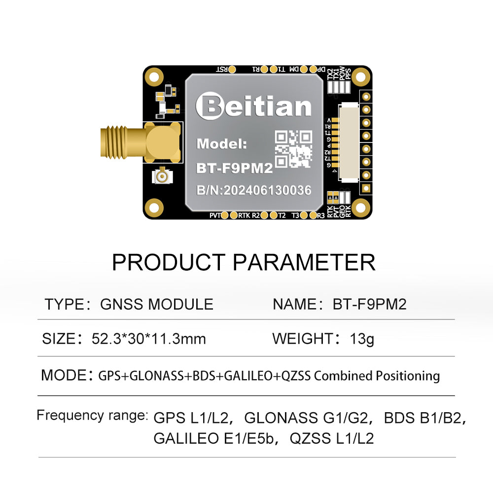 Beitian UM982 980 ZED-F9P module RTK high-precision centimeter-level GNSS positioning board for vehicles