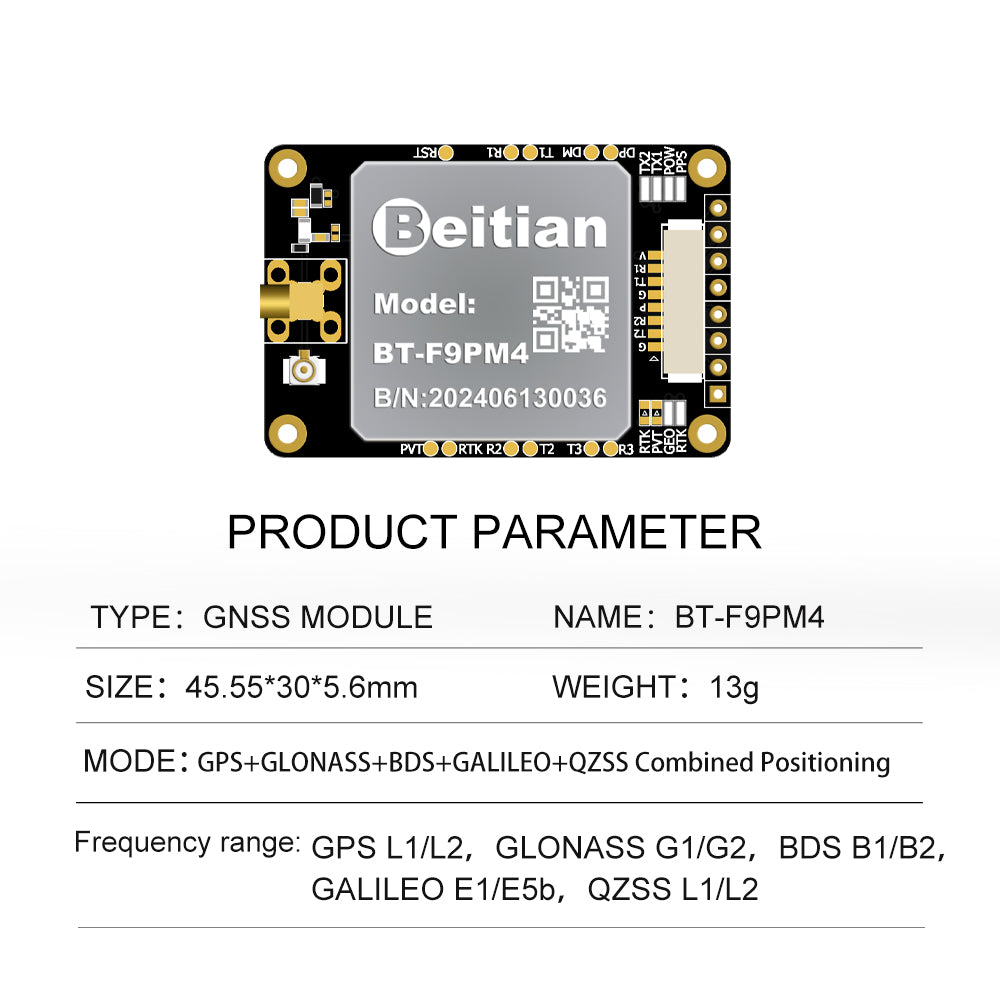 Beitian UM982 980 ZED-F9P module RTK high-precision centimeter-level GNSS positioning board for vehicles