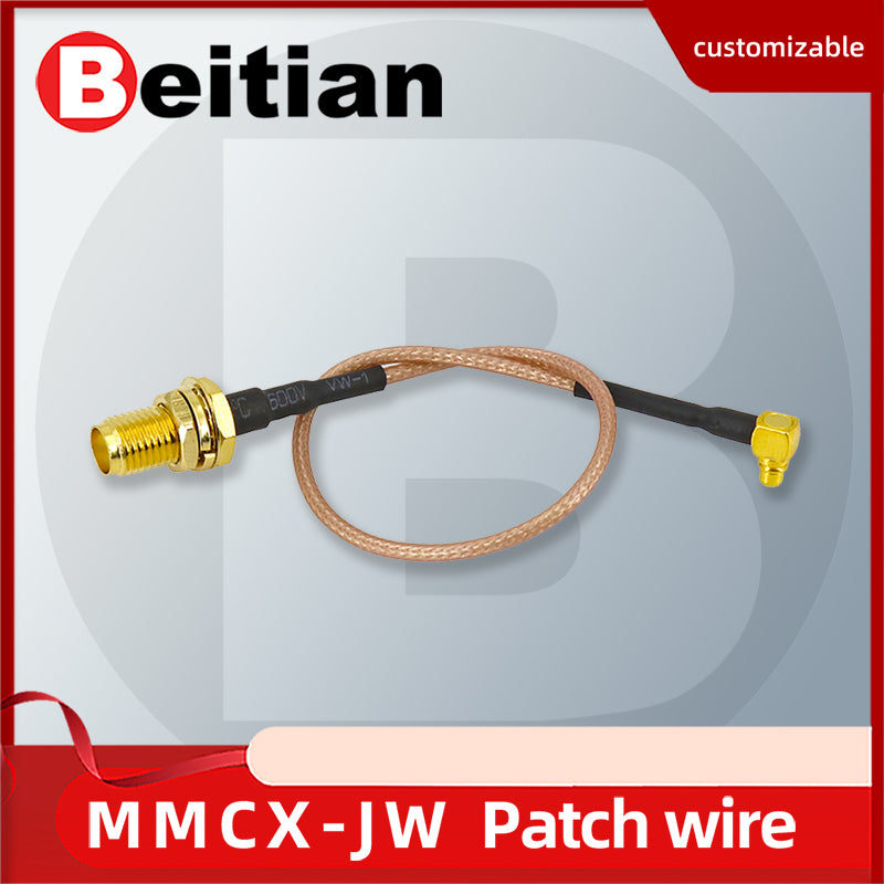 Beitian MMCX-JW (male elbow) to SMA-K (female) RG316 IPEX to SMA-J  IPEX-JW to SMA-Ksilver-plated cable, 15cm long
