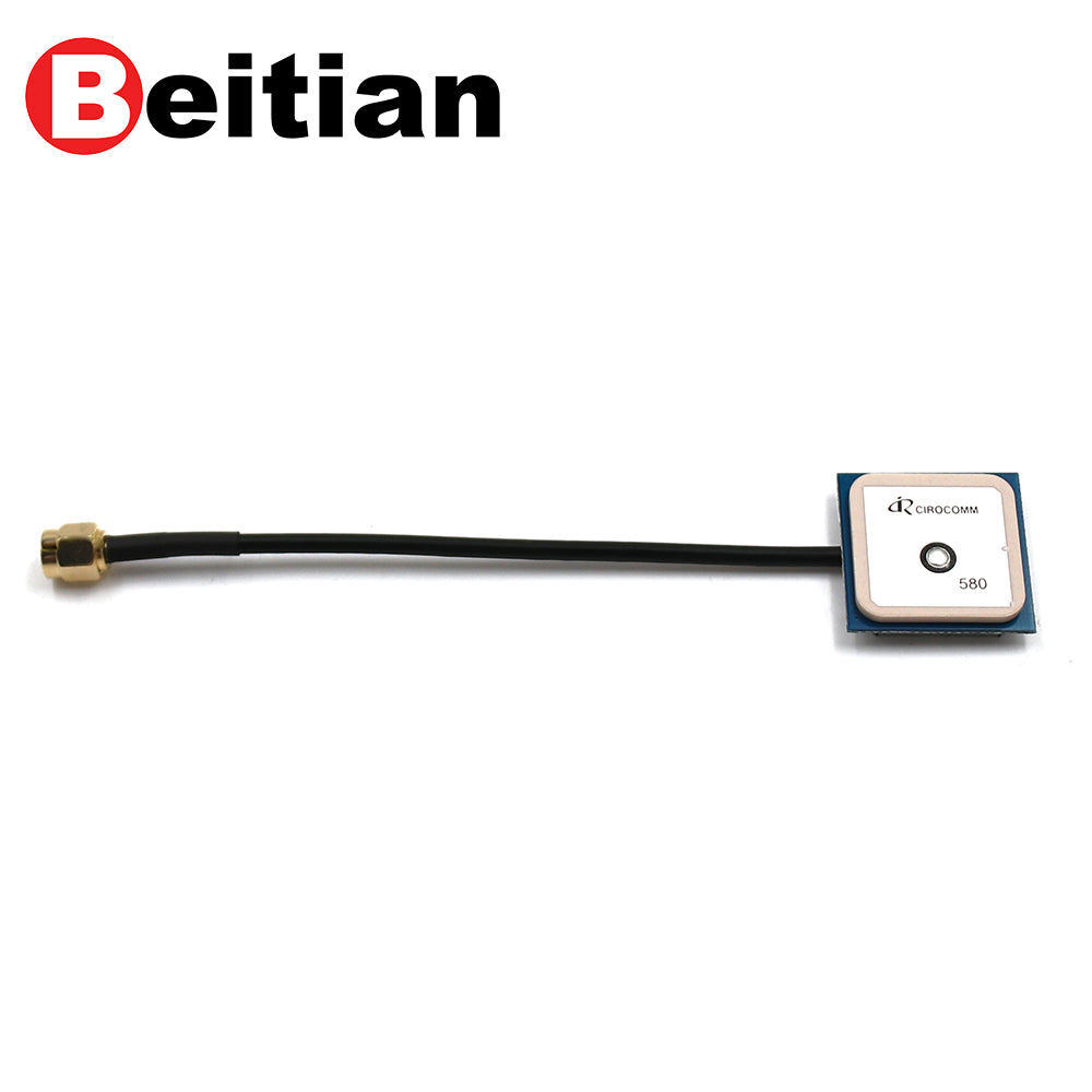 Beitian,GPS antenna 32dB High Gain Cirocomm internal active patch GPS antenna RG174 cable SMA male connector, BA-580 BA-0010