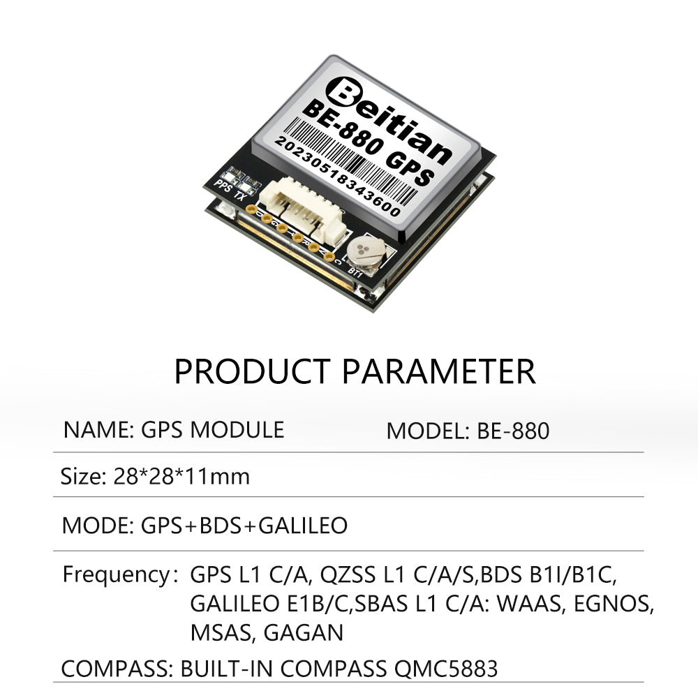 Beitian compass QMC5883 HMC5883 AMP2.6/PIX4/PIXHAWK GNSS GPS GLONASS Dual flight control GPS module 880 module series