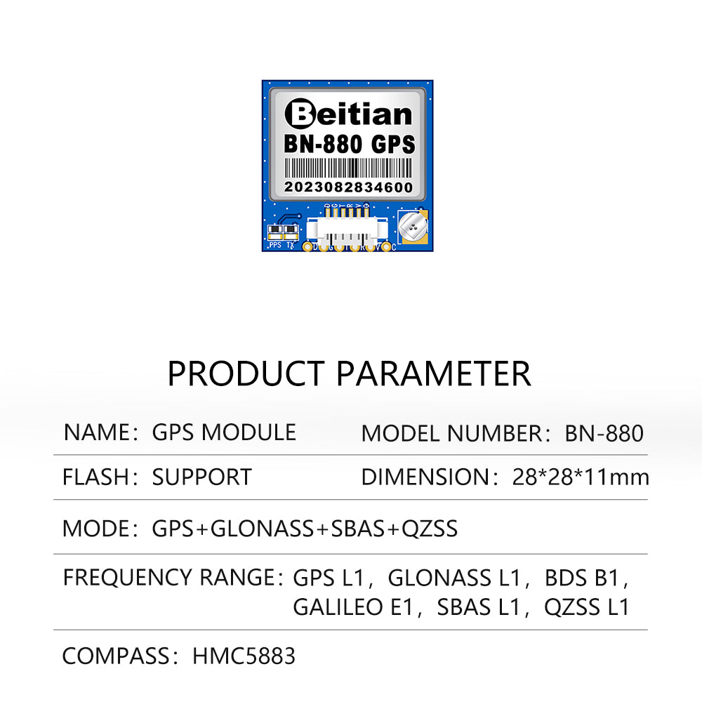 Beitian compass QMC5883 HMC5883 AMP2.6/PIX4/PIXHAWK GNSS GPS GLONASS Dual flight control GPS module 880 module series